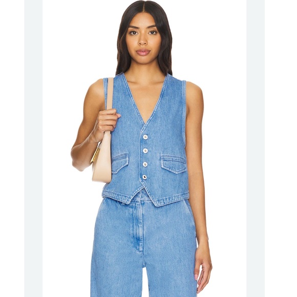 Favorite Daughter The Poppy Blue Denim Vest in Seaport - Picture 1 of 1